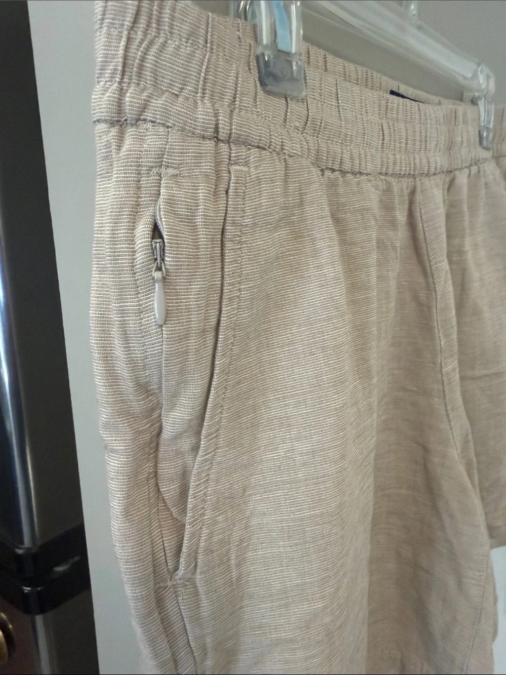 Abercrombie & Fitch pull on cotton-linen blend shorts in beige M